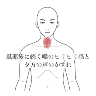 鍼灸の症例「風邪後に続く喉のヒリヒリ感と夕方の声のかすれ」（清澄白河）